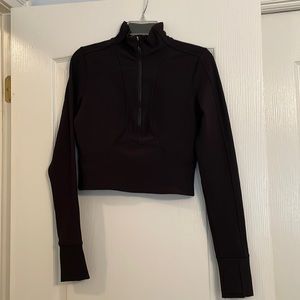 lululemon cropped half zip pullover in black